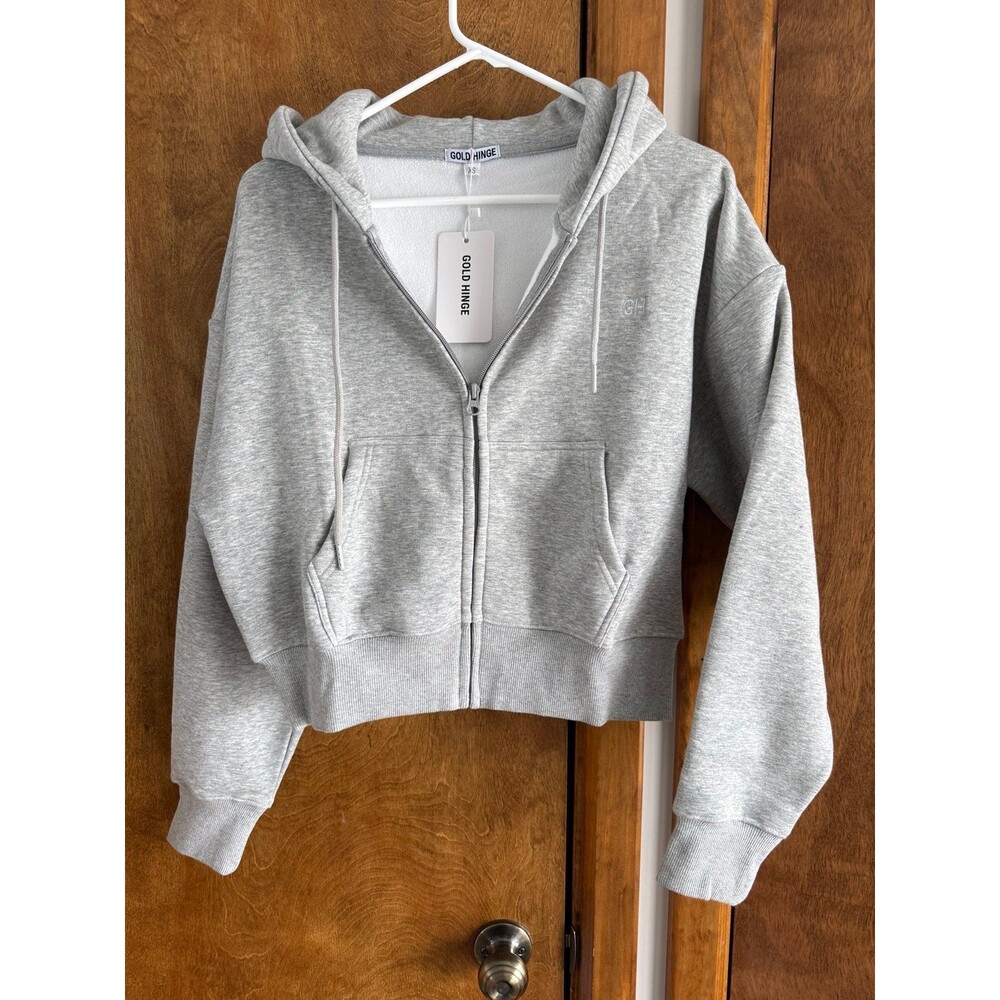 Gold Hinge Heavyweight Cropped Hoodie Sz. XS NWT Grey